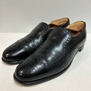 GOOD VTG Edward Green Full Brogue Venetian Slipper Loafer Black Made England 9